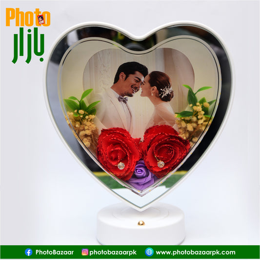 LED Photo Frame & Lamp Heart Shape With Flowers