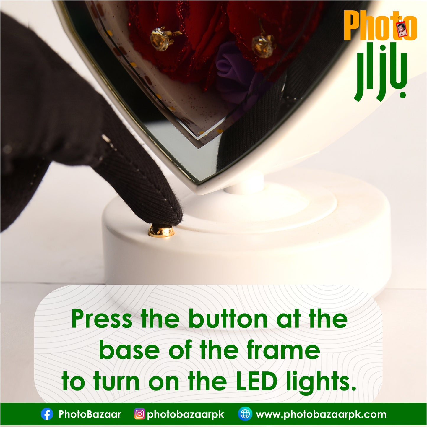 LED Photo Frame & Lamp Heart Shape With Flowers