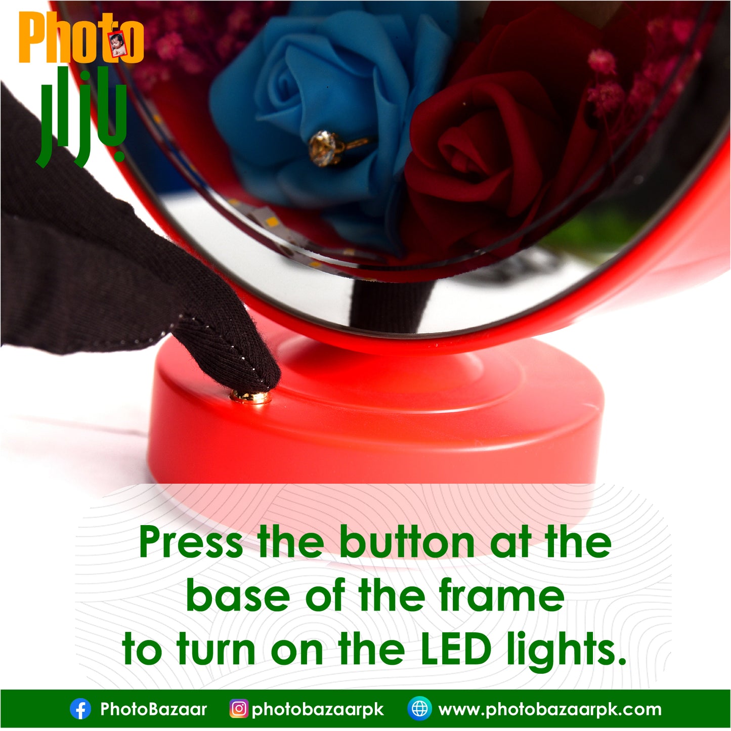 LED Photo Frame & Lamp Round Shape With Flowers