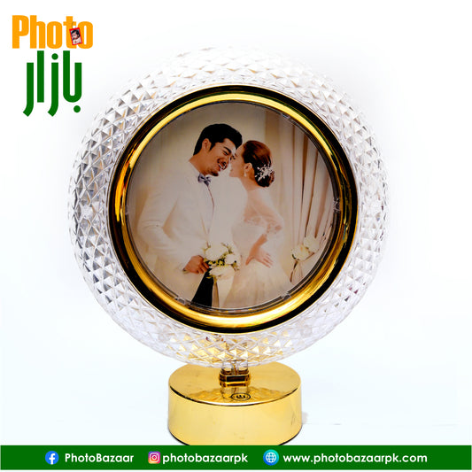 Premium LED Photo Frame Golden Light Round