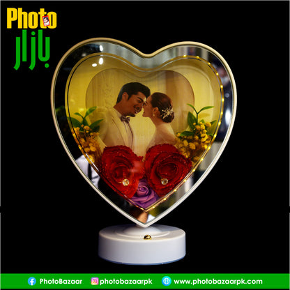 LED Photo Frame & Lamp Heart Shape With Flowers