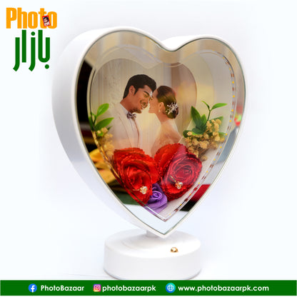 LED Photo Frame & Lamp Heart Shape With Flowers