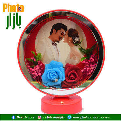 LED Photo Frame & Lamp Round Shape With Flowers