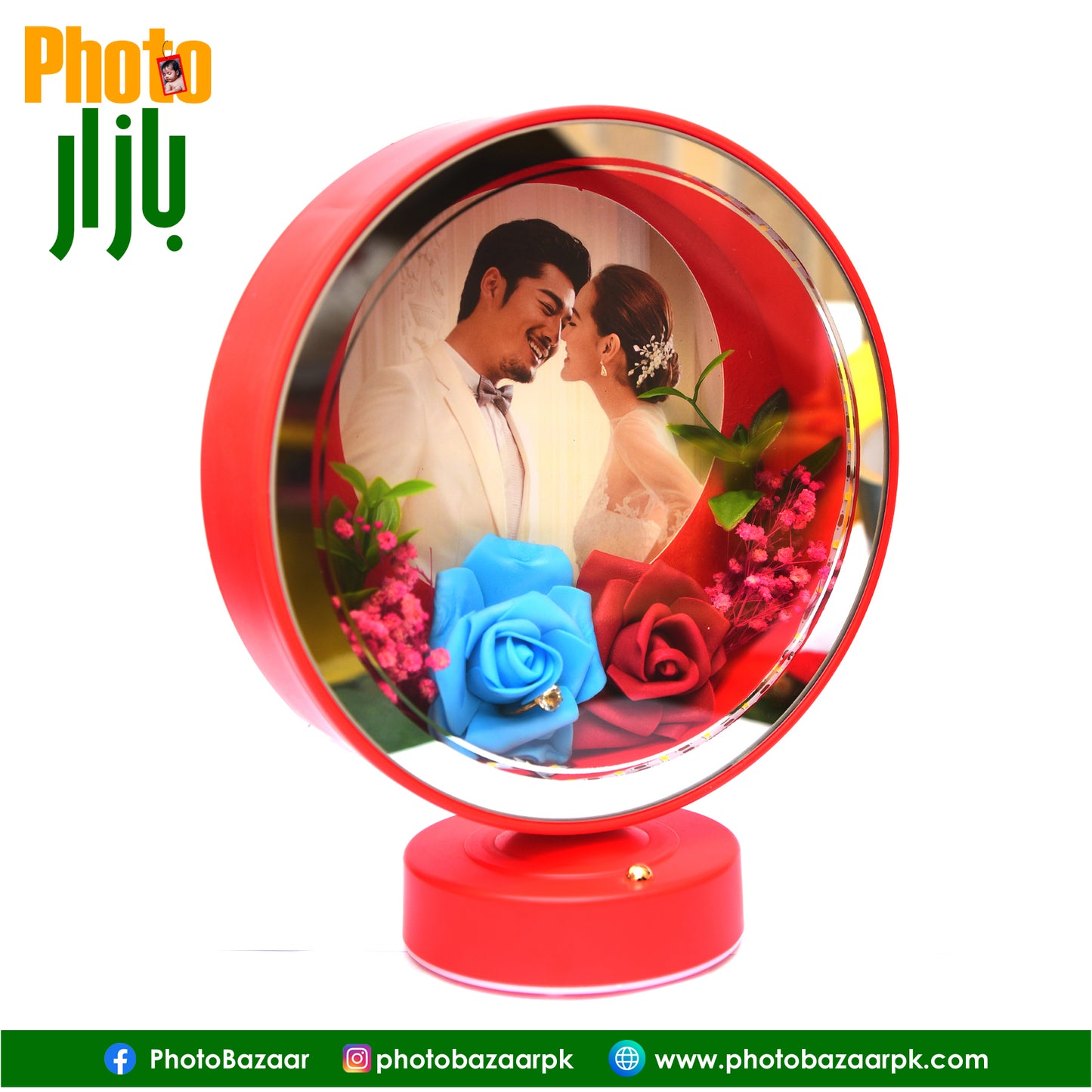 LED Photo Frame & Lamp Round Shape With Flowers