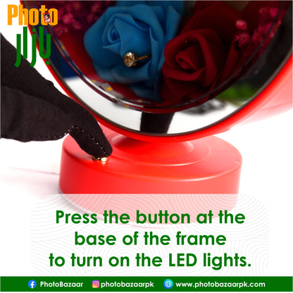 LED Photo Frame & Lamp Round Shape With Flowers